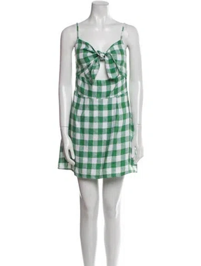 Pre-owned Reformation Linen Mini Dress In Green