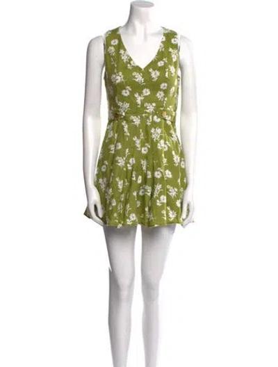 Pre-owned Reformation Linen Mini Dress In Green