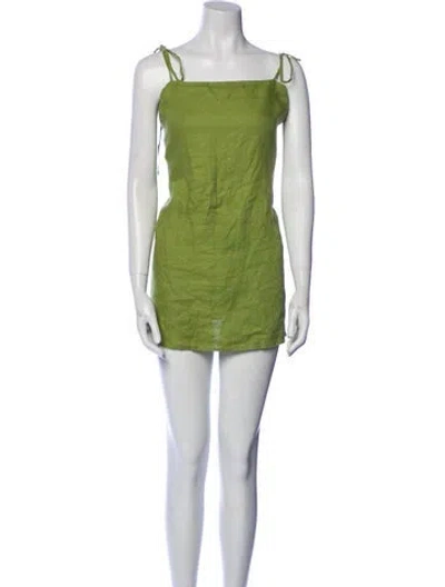 Pre-owned Reformation Linen Mini Dress In Green