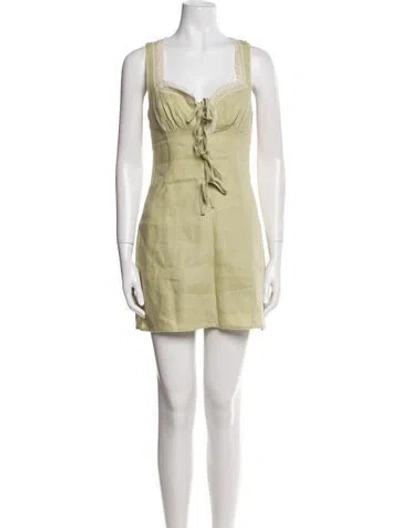 Pre-owned Reformation Linen Mini Dress In Green