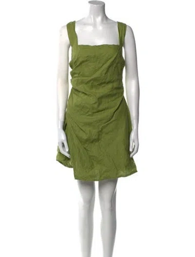 Pre-owned Reformation Linen Mini Dress In Green
