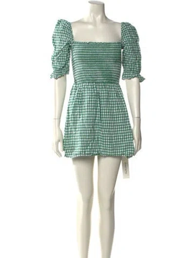 Pre-owned Reformation Linen Mini Dress In Green
