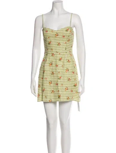 Pre-owned Reformation Linen Mini Dress In Green