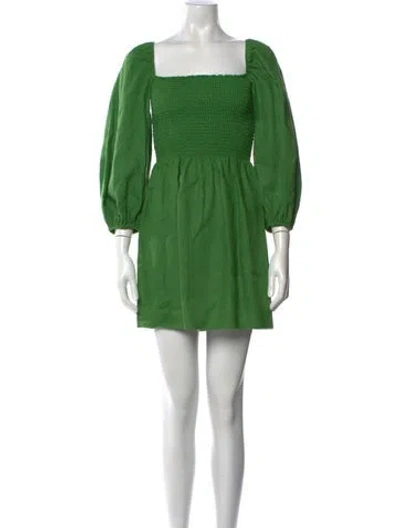 Pre-owned Reformation Linen Mini Dress In Green