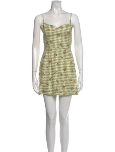 Pre-owned Reformation Linen Mini Dress In Green