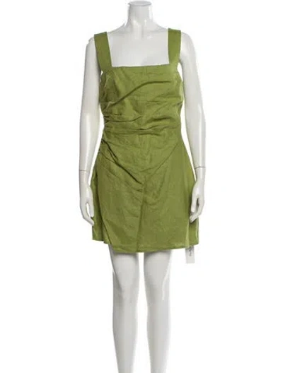 Pre-owned Reformation Linen Mini Dress In Green