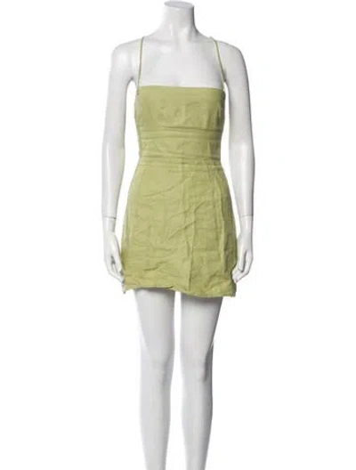 Pre-owned Reformation Linen Mini Dress In Green