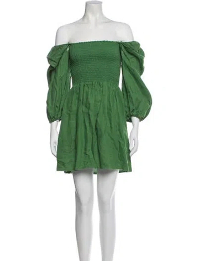 Pre-owned Reformation Linen Mini Dress In Green