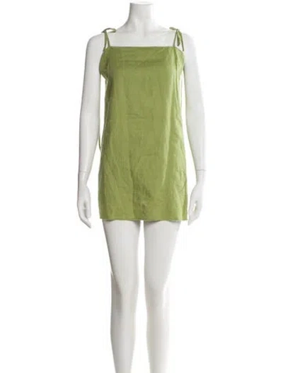 Pre-owned Reformation Linen Mini Dress In Green