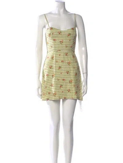Pre-owned Reformation Linen Mini Dress In Green