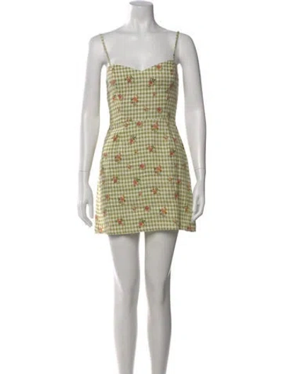Pre-owned Reformation Linen Mini Dress In Green