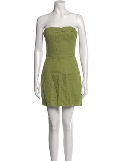 Pre-owned Reformation Linen Mini Dress In Green
