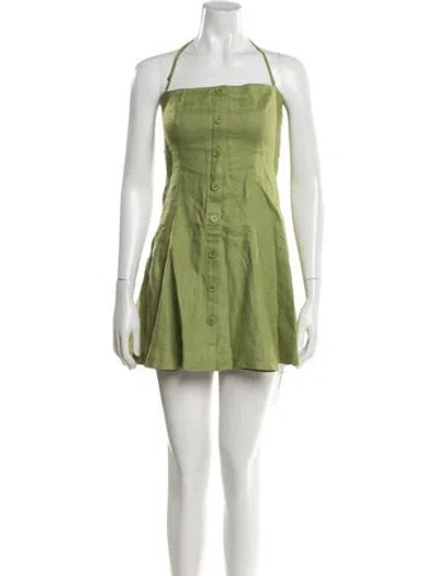 Pre-owned Reformation Linen Mini Dress In Green