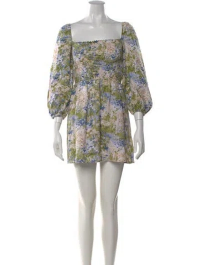 Pre-owned Reformation Linen Mini Dress In Green