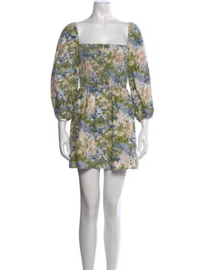 Pre-owned Reformation Linen Mini Dress In Green
