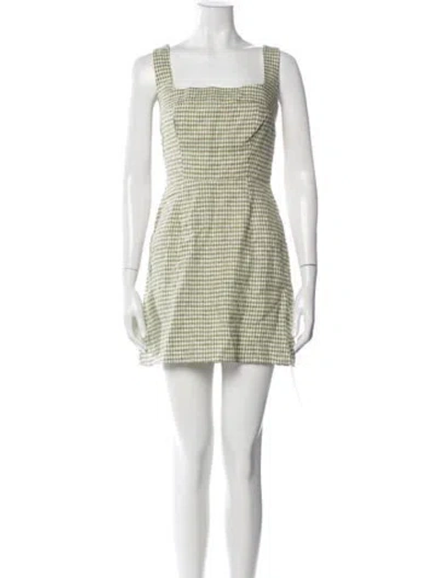 Pre-owned Reformation Linen Mini Dress In Green