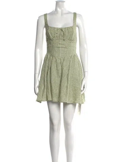 Pre-owned Reformation Linen Mini Dress In Green
