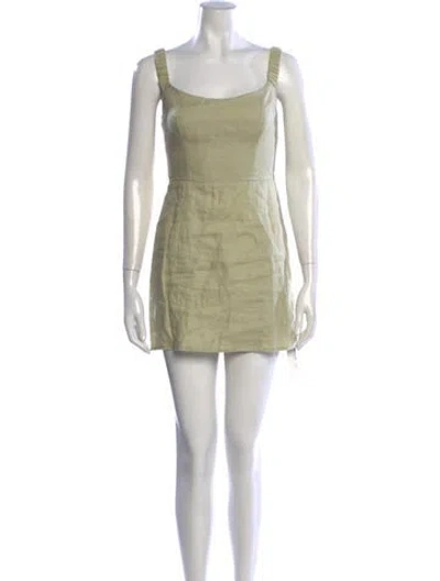 Pre-owned Reformation Linen Mini Dress In Green