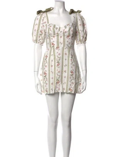 Pre-owned Reformation Linen Mini Dress In Green