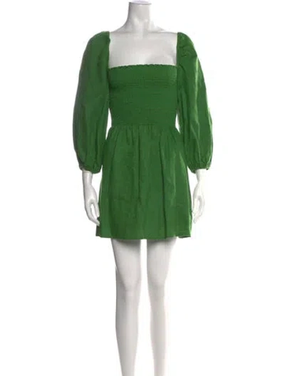 Pre-owned Reformation Linen Mini Dress In Green