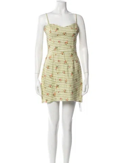 Pre-owned Reformation Linen Mini Dress In Green