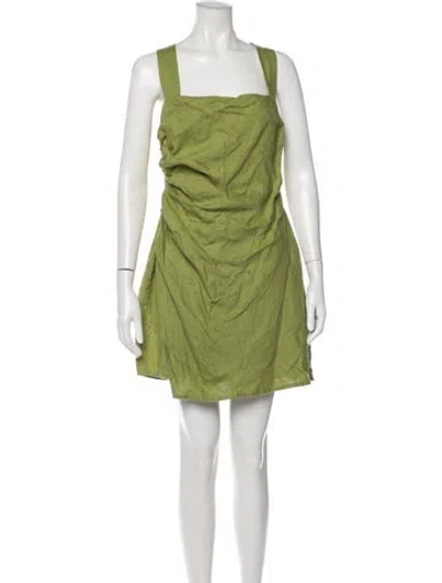 Pre-owned Reformation Linen Mini Dress In Green