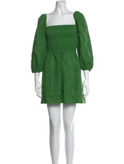 Pre-owned Reformation Linen Mini Dress In Green