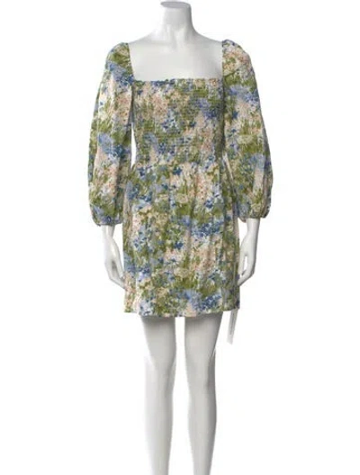 Pre-owned Reformation Linen Mini Dress In Green