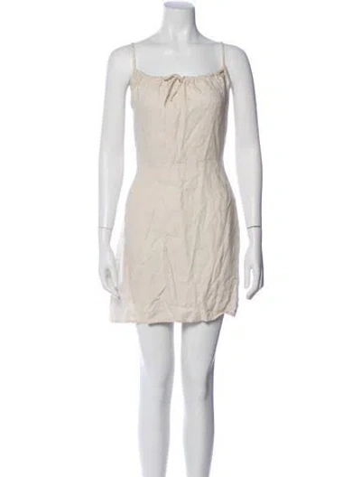 Pre-owned Reformation Linen Mini Dress In Neutral