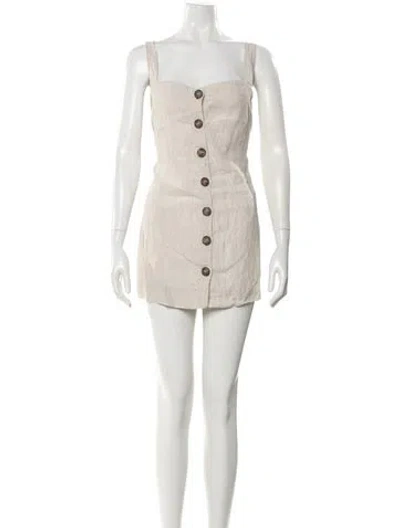 Pre-owned Reformation Linen Mini Dress In Neutral