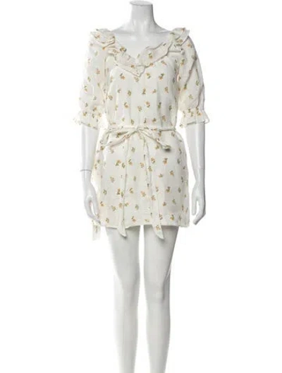 Pre-owned Reformation Linen Mini Dress In Neutral