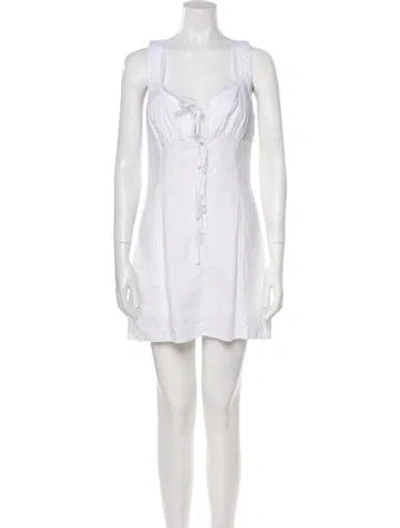 Pre-owned Reformation Linen Mini Dress In Neutral