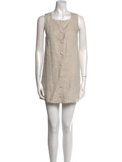 Pre-owned Reformation Linen Mini Dress In Neutral