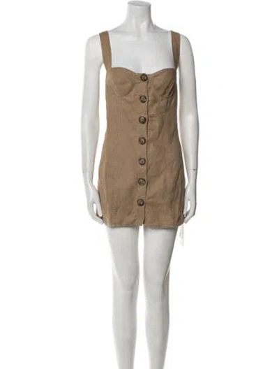 Pre-owned Reformation Linen Mini Dress In Neutral