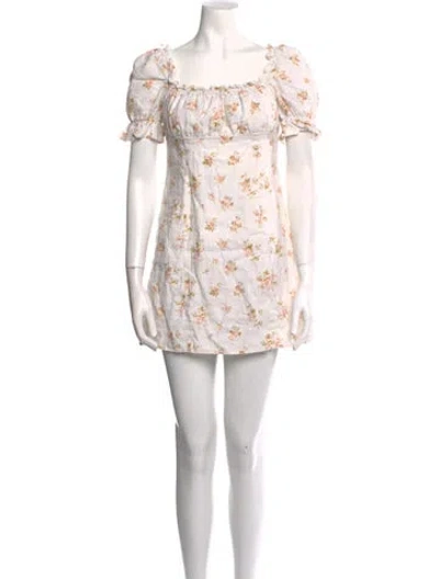 Pre-owned Reformation Linen Mini Dress In Neutral