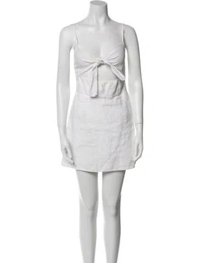 Pre-owned Reformation Linen Mini Dress In Neutral