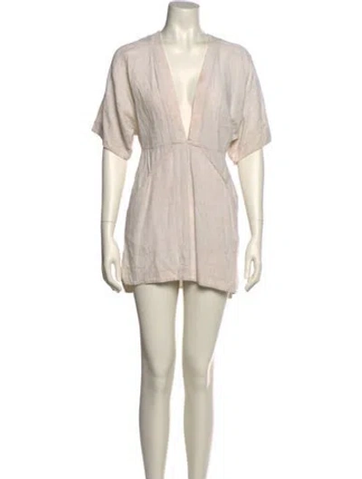 Pre-owned Reformation Linen Mini Dress In Neutral