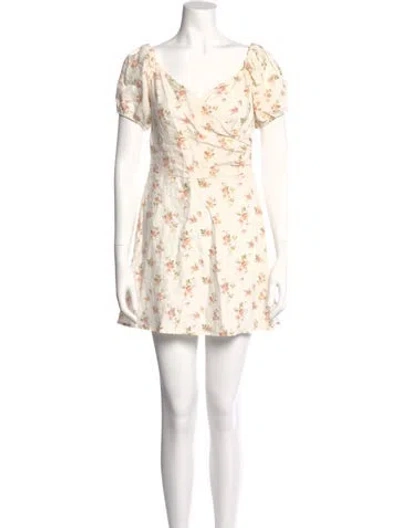 Pre-owned Reformation Linen Mini Dress In Neutral