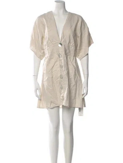 Pre-owned Reformation Linen Mini Dress In Neutral