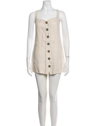 Pre-owned Reformation Linen Mini Dress In Neutral