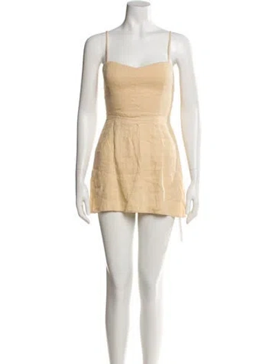 Pre-owned Reformation Linen Mini Dress In Neutral