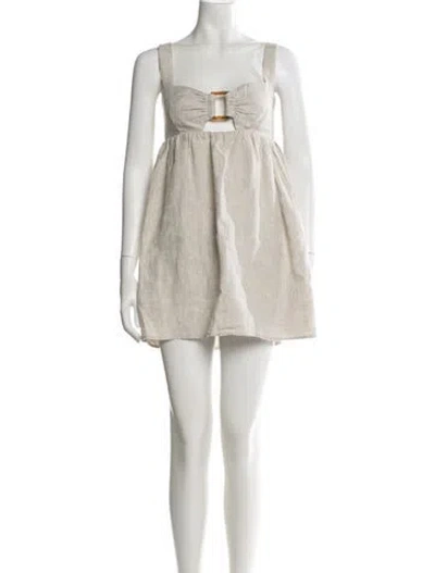 Pre-owned Reformation Linen Mini Dress In Neutral