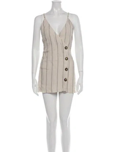 Pre-owned Reformation Linen Mini Dress In Neutral