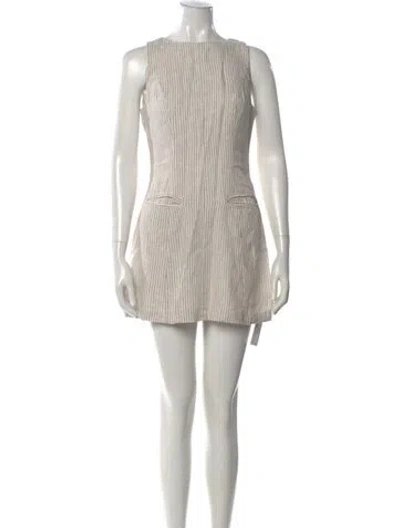 Pre-owned Reformation Linen Mini Dress In Neutral