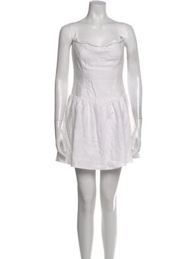 Pre-owned Reformation Linen Mini Dress In Neutral