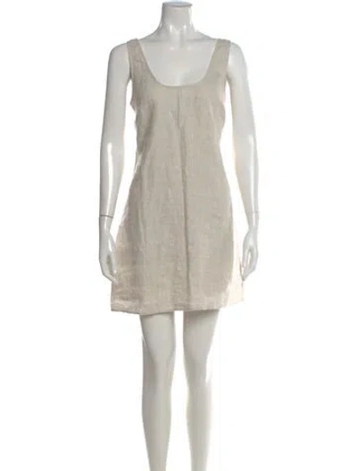 Pre-owned Reformation Linen Mini Dress In Neutral