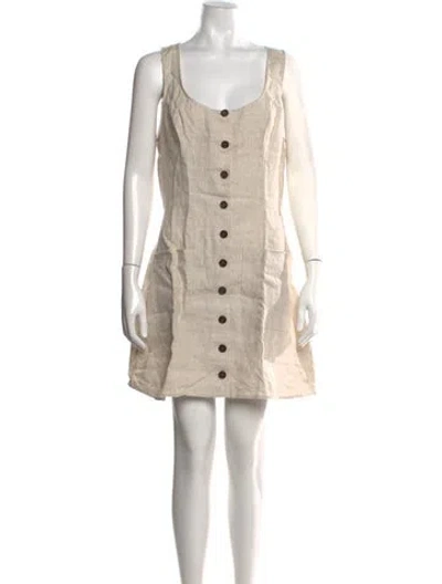 Pre-owned Reformation Linen Mini Dress In Neutral