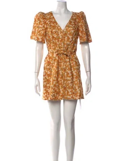 Pre-owned Reformation Linen Mini Dress In Neutral