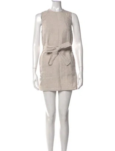 Pre-owned Reformation Linen Mini Dress In Neutral