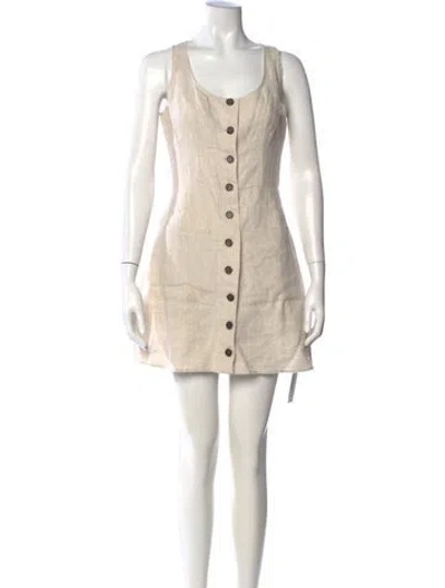 Pre-owned Reformation Linen Mini Dress In Neutral